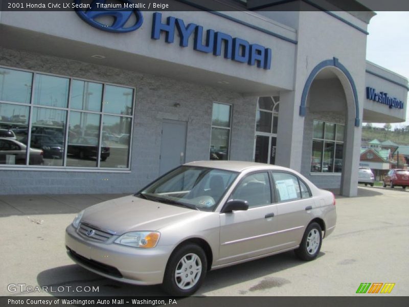 Titanium Metallic / Beige 2001 Honda Civic LX Sedan