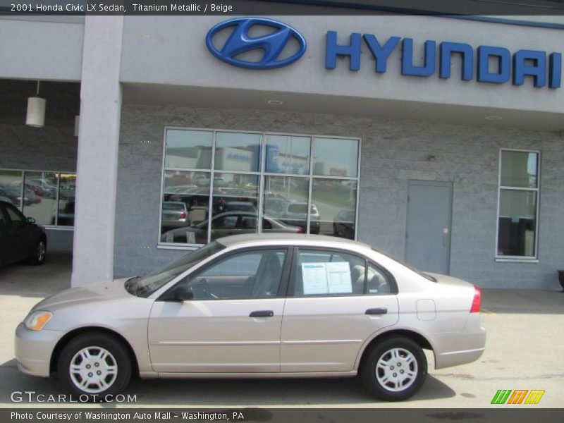 Titanium Metallic / Beige 2001 Honda Civic LX Sedan