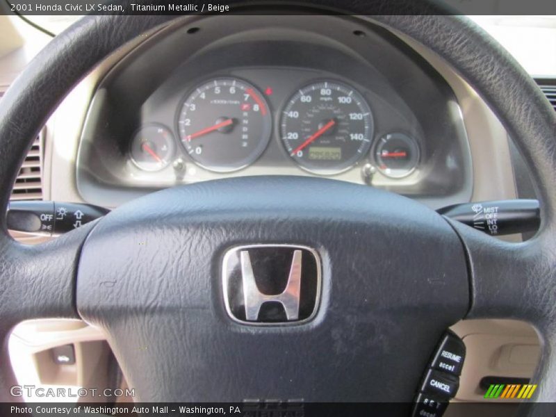 Titanium Metallic / Beige 2001 Honda Civic LX Sedan