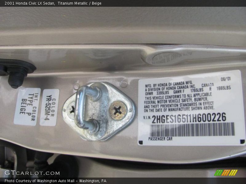Titanium Metallic / Beige 2001 Honda Civic LX Sedan
