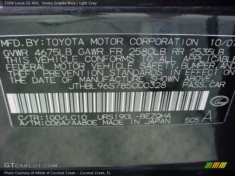 Smoky Granite Mica / Light Gray 2008 Lexus GS 460