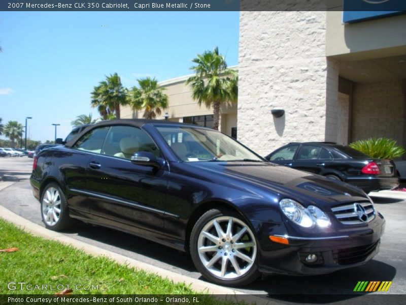 Capri Blue Metallic / Stone 2007 Mercedes-Benz CLK 350 Cabriolet