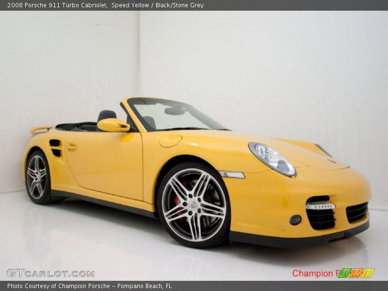 Speed Yellow / Black/Stone Grey 2008 Porsche 911 Turbo Cabriolet
