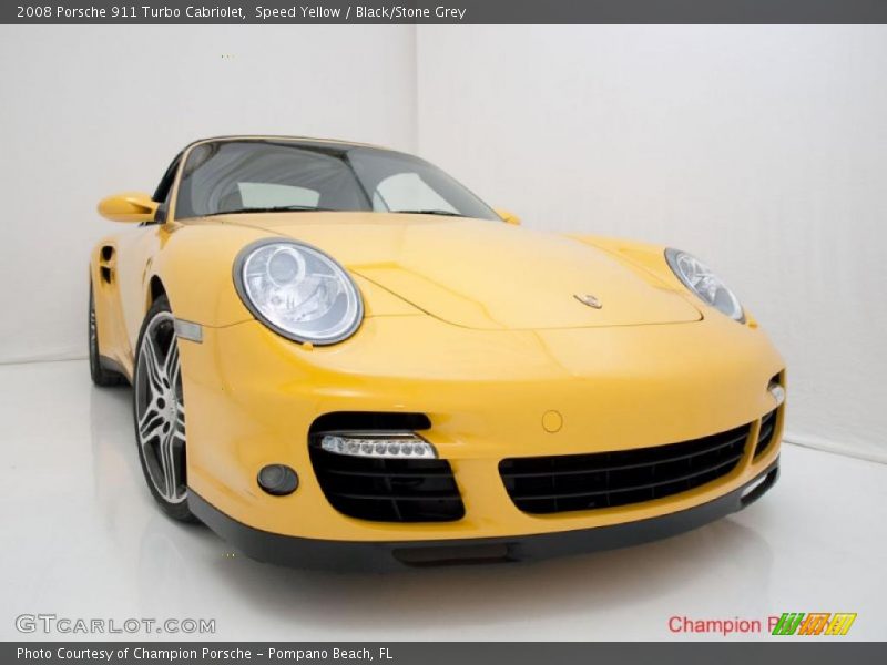 Speed Yellow / Black/Stone Grey 2008 Porsche 911 Turbo Cabriolet