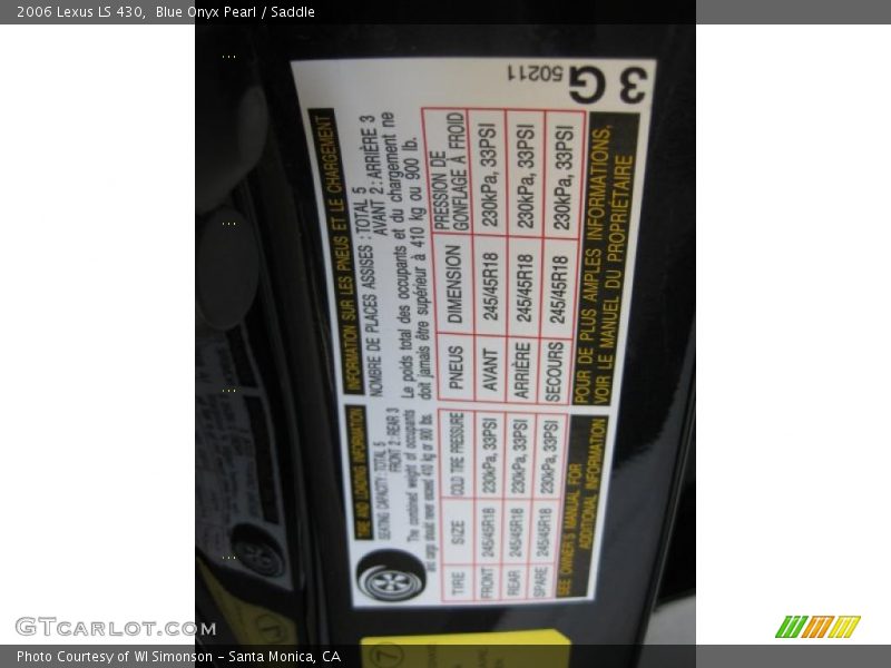 Blue Onyx Pearl / Saddle 2006 Lexus LS 430
