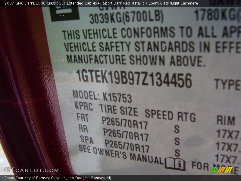 Sport Dark Red Metallic / Ebony Black/Light Cashmere 2007 GMC Sierra 1500 Classic SLT Extended Cab 4x4