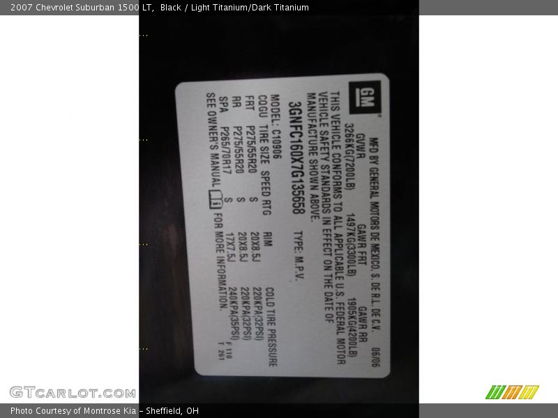 Black / Light Titanium/Dark Titanium 2007 Chevrolet Suburban 1500 LT