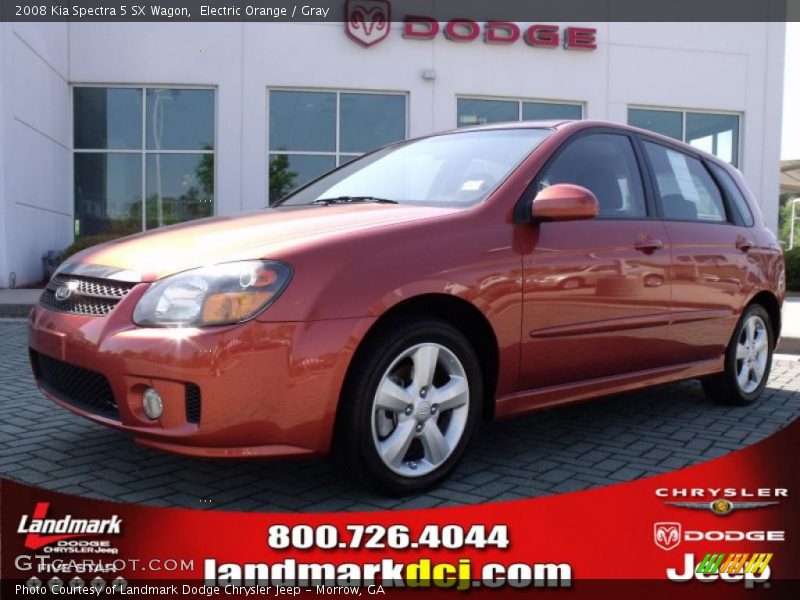 Electric Orange / Gray 2008 Kia Spectra 5 SX Wagon