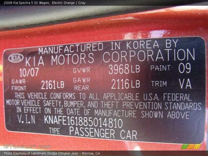 Electric Orange / Gray 2008 Kia Spectra 5 SX Wagon
