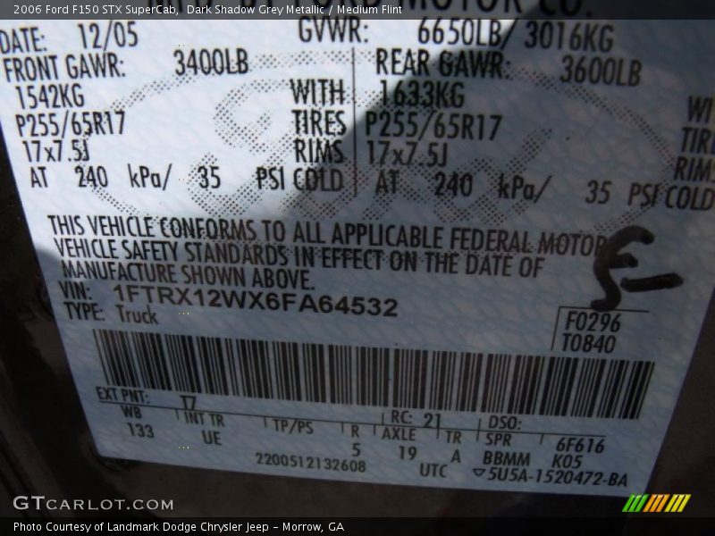 Dark Shadow Grey Metallic / Medium Flint 2006 Ford F150 STX SuperCab