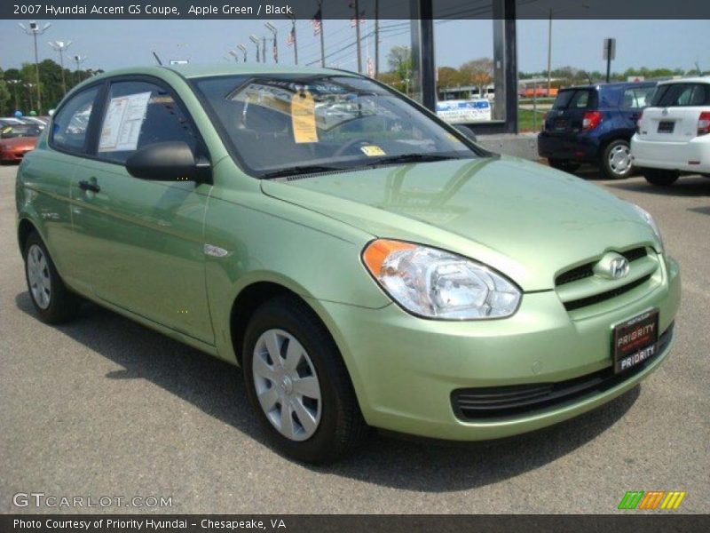 Apple Green / Black 2007 Hyundai Accent GS Coupe