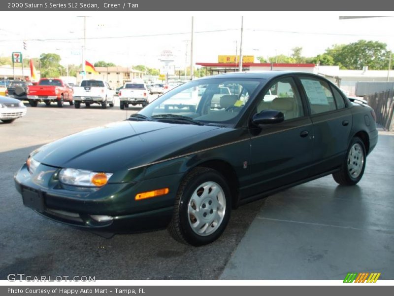 Green / Tan 2000 Saturn S Series SL2 Sedan