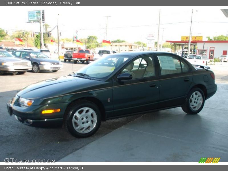 Green / Tan 2000 Saturn S Series SL2 Sedan