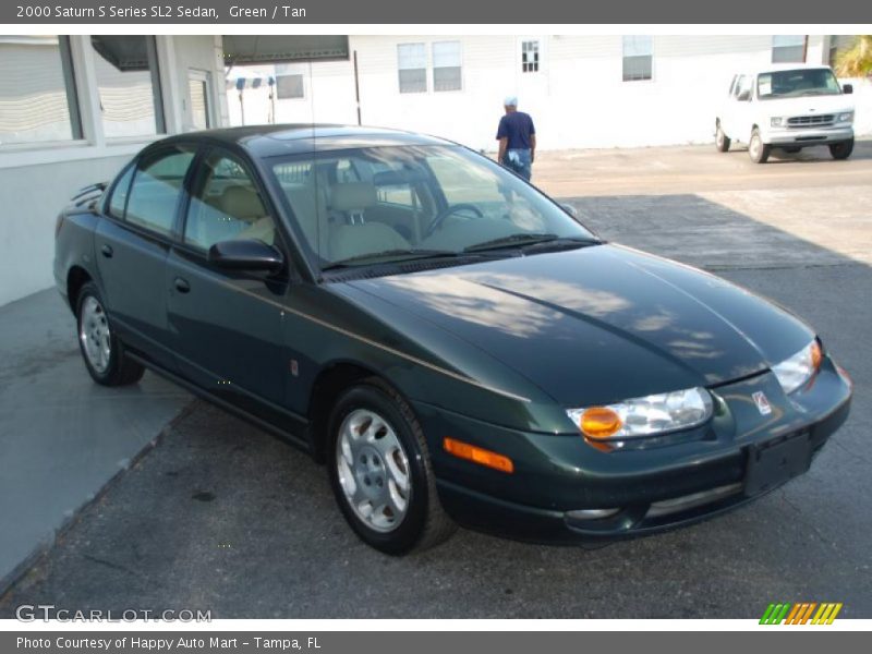 Green / Tan 2000 Saturn S Series SL2 Sedan