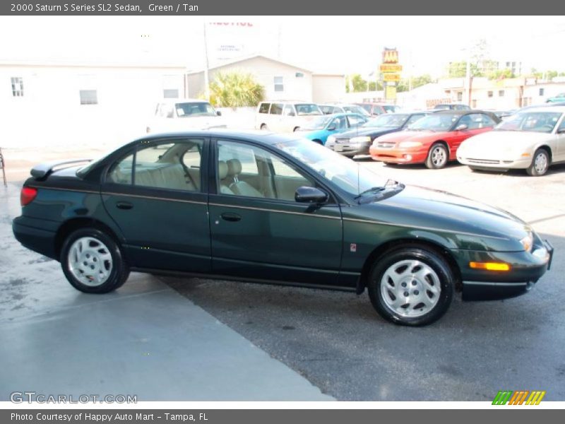 Green / Tan 2000 Saturn S Series SL2 Sedan