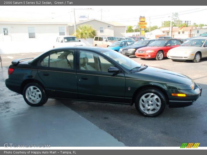 Green / Tan 2000 Saturn S Series SL2 Sedan