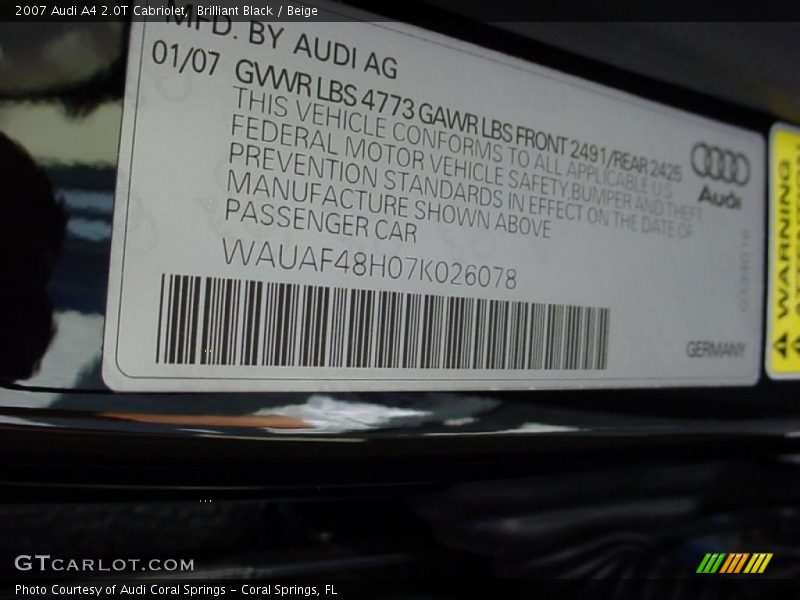 Brilliant Black / Beige 2007 Audi A4 2.0T Cabriolet