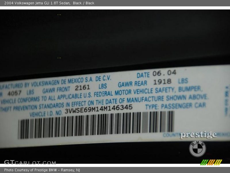Black / Black 2004 Volkswagen Jetta GLI 1.8T Sedan