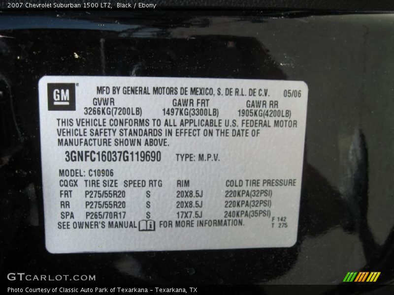 Black / Ebony 2007 Chevrolet Suburban 1500 LTZ