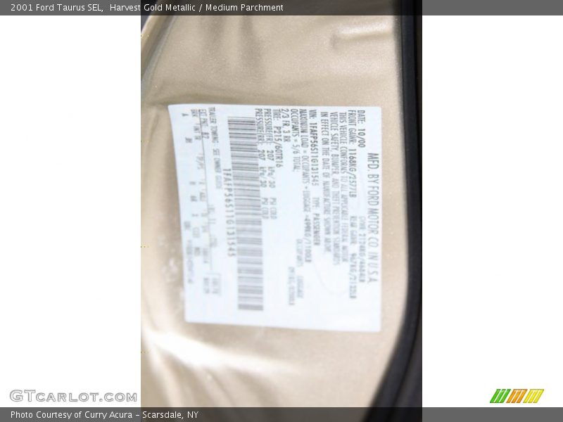 Harvest Gold Metallic / Medium Parchment 2001 Ford Taurus SEL