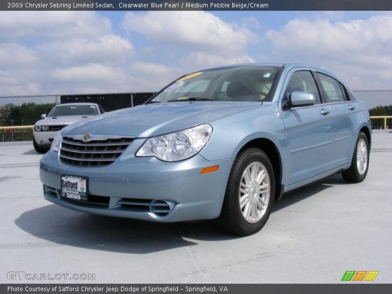 Clearwater Blue Pearl / Medium Pebble Beige/Cream 2009 Chrysler Sebring Limited Sedan