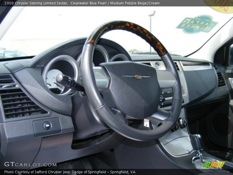 Clearwater Blue Pearl / Medium Pebble Beige/Cream 2009 Chrysler Sebring Limited Sedan