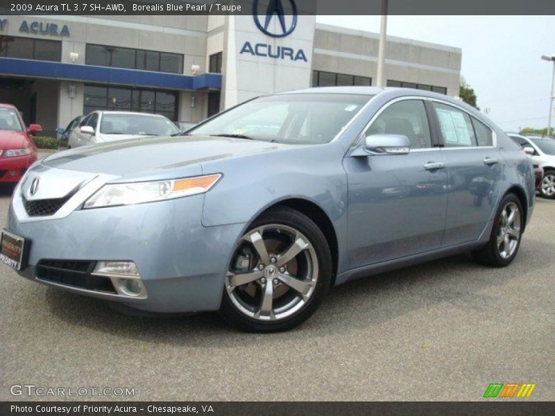 Borealis Blue Pearl / Taupe 2009 Acura TL 3.7 SH-AWD