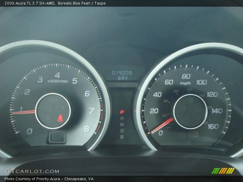 Borealis Blue Pearl / Taupe 2009 Acura TL 3.7 SH-AWD