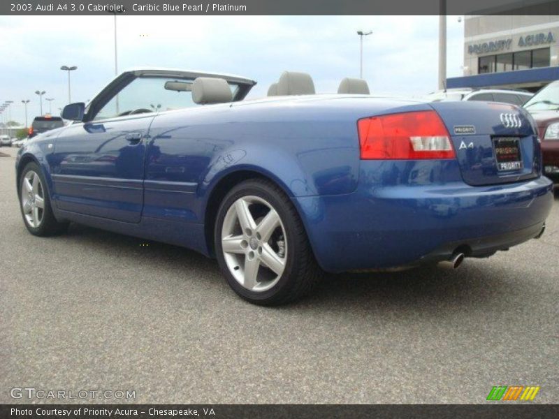 Caribic Blue Pearl / Platinum 2003 Audi A4 3.0 Cabriolet