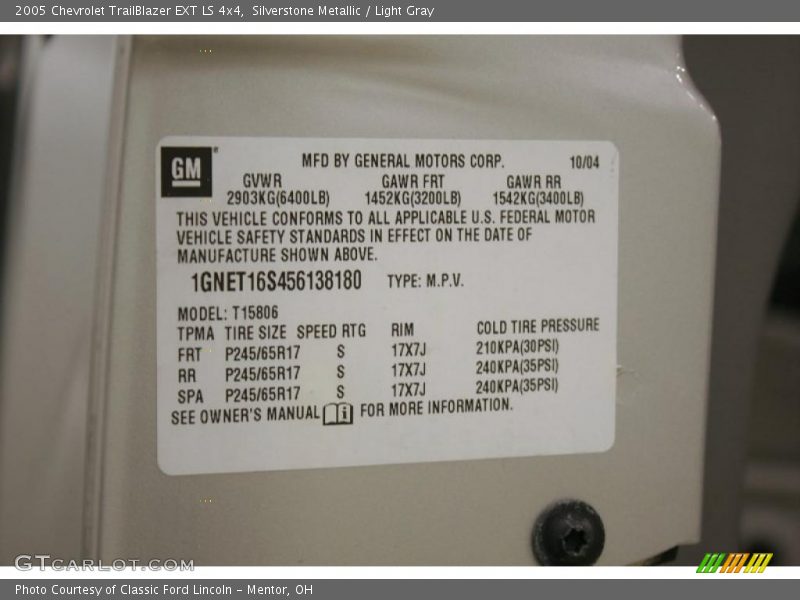 Silverstone Metallic / Light Gray 2005 Chevrolet TrailBlazer EXT LS 4x4