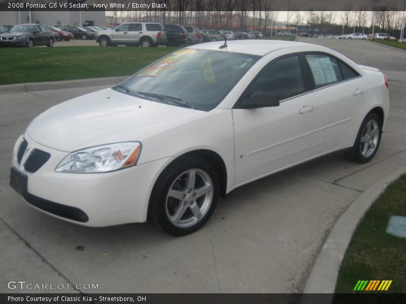 Ivory White / Ebony Black 2008 Pontiac G6 V6 Sedan