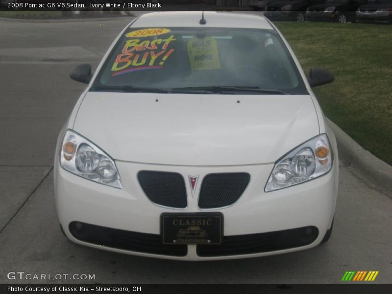 Ivory White / Ebony Black 2008 Pontiac G6 V6 Sedan