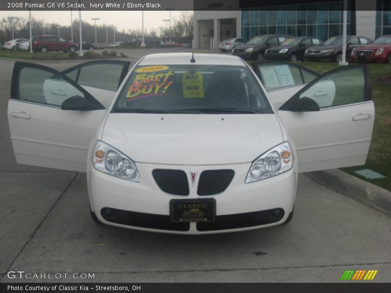Ivory White / Ebony Black 2008 Pontiac G6 V6 Sedan
