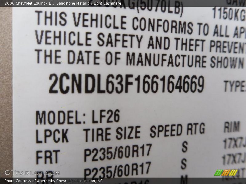 Sandstone Metallic / Light Cashmere 2006 Chevrolet Equinox LT