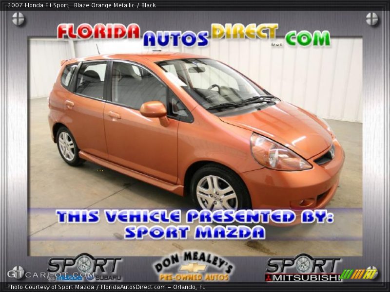 Blaze Orange Metallic / Black 2007 Honda Fit Sport