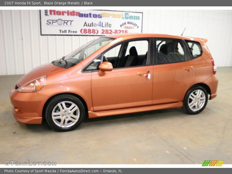 Blaze Orange Metallic / Black 2007 Honda Fit Sport