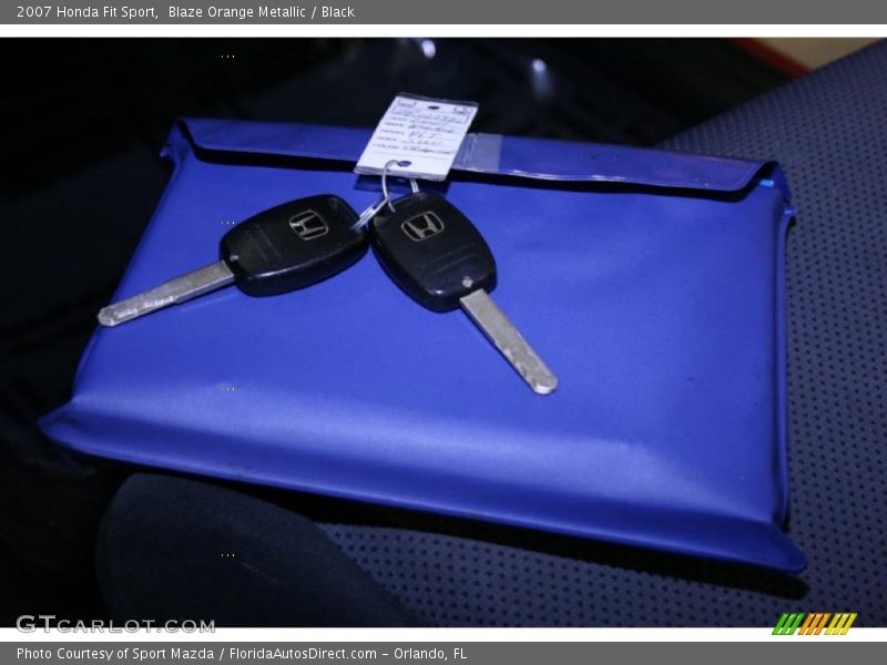 Blaze Orange Metallic / Black 2007 Honda Fit Sport