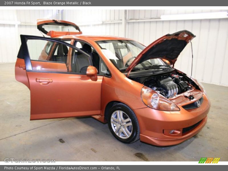 Blaze Orange Metallic / Black 2007 Honda Fit Sport