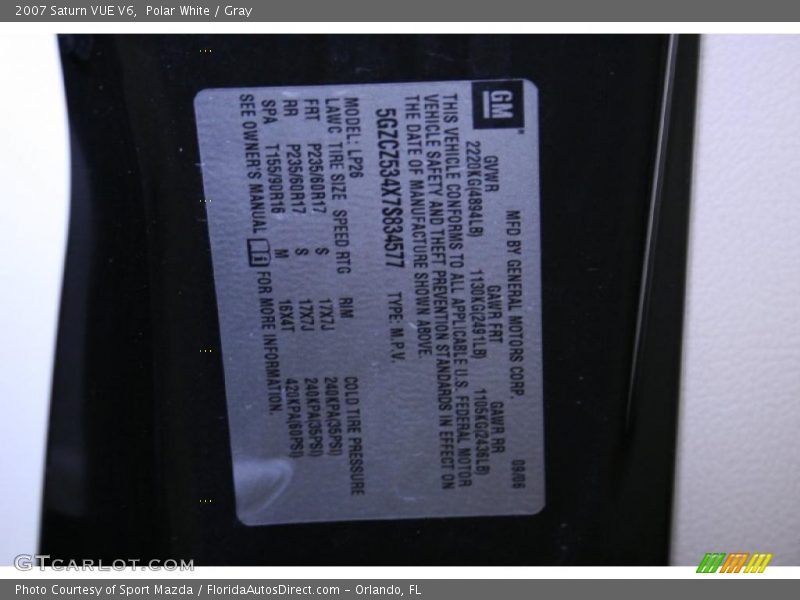 Polar White / Gray 2007 Saturn VUE V6