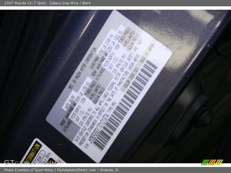 Galaxy Gray Mica / Black 2007 Mazda CX-7 Sport