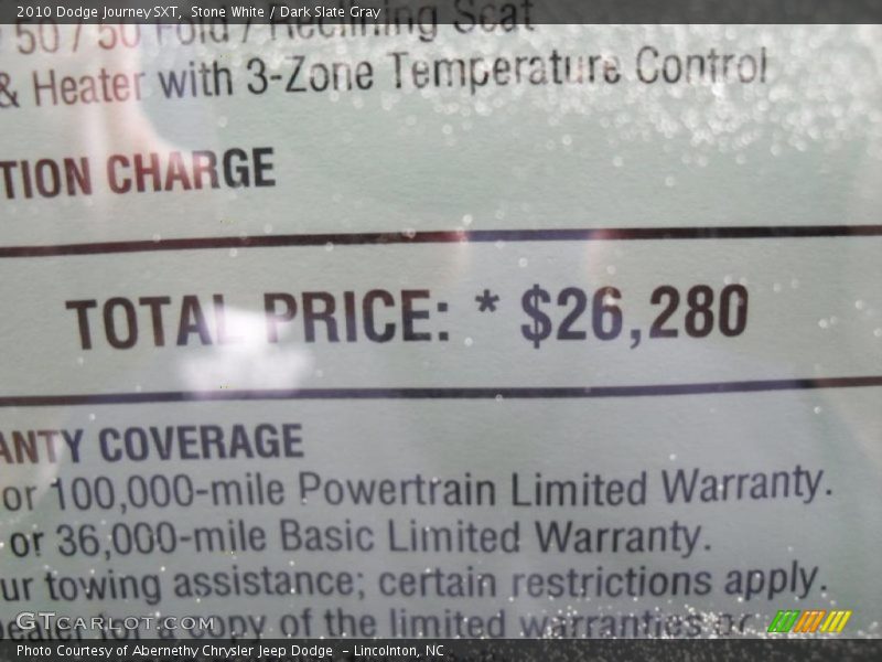 Stone White / Dark Slate Gray 2010 Dodge Journey SXT