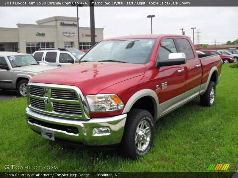 Inferno Red Crystal Pearl / Light Pebble Beige/Bark Brown 2010 Dodge Ram 2500 Laramie Crew Cab 4x4