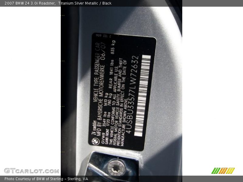 Titanium Silver Metallic / Black 2007 BMW Z4 3.0i Roadster
