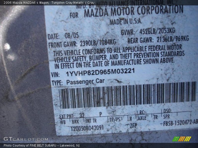 Tungsten Gray Metallic / Gray 2006 Mazda MAZDA6 s Wagon