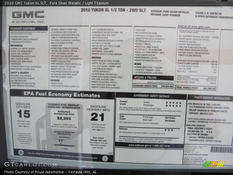Pure Silver Metallic / Light Titanium 2010 GMC Yukon XL SLT