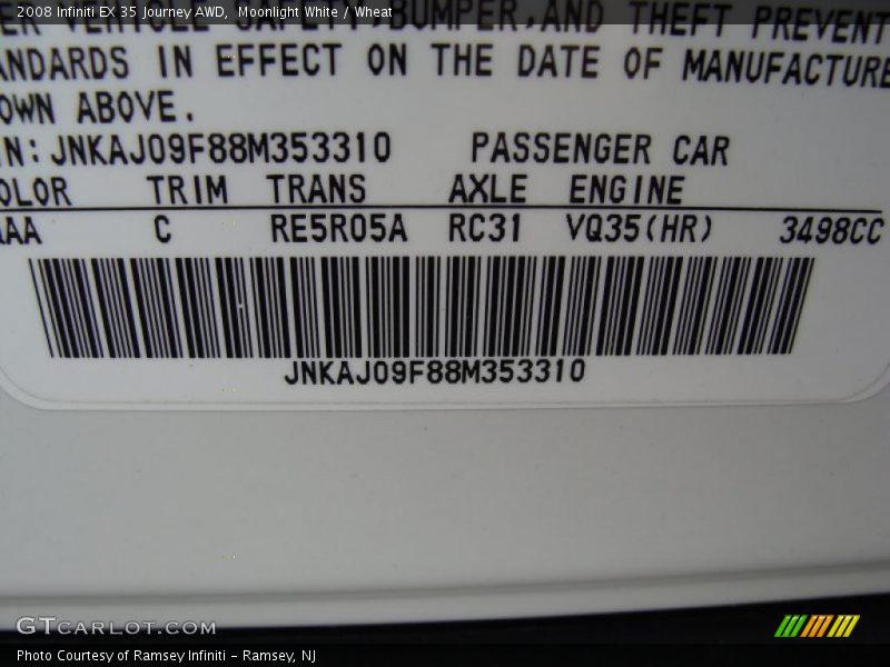 Moonlight White / Wheat 2008 Infiniti EX 35 Journey AWD