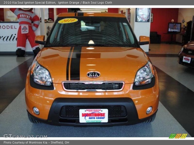 Ignition Orange / Black Soul Logo Cloth 2010 Kia Soul Ignition Special Edition