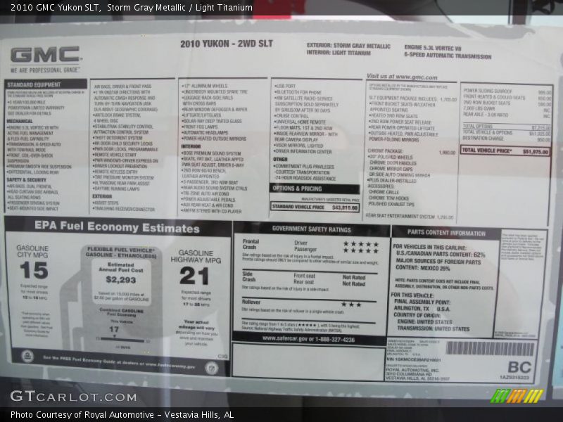 Storm Gray Metallic / Light Titanium 2010 GMC Yukon SLT