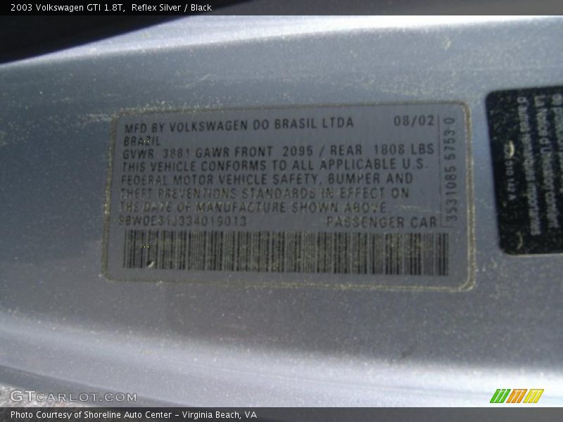 Reflex Silver / Black 2003 Volkswagen GTI 1.8T