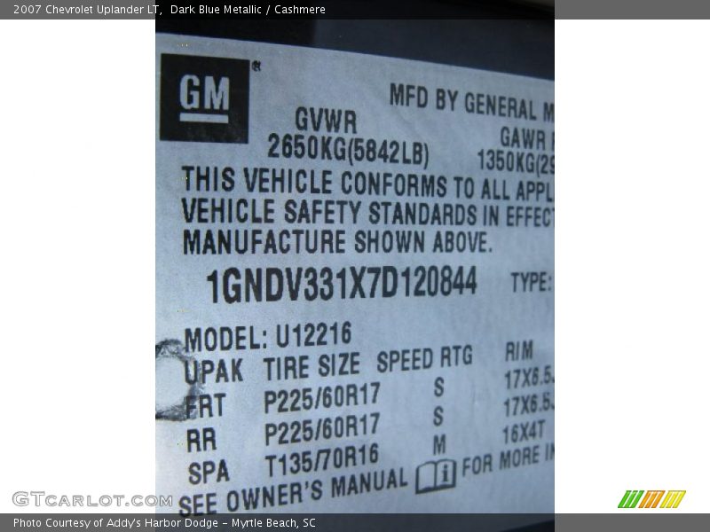 Dark Blue Metallic / Cashmere 2007 Chevrolet Uplander LT